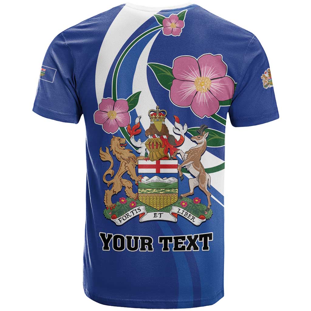 Personalized Canada Alberta Province T-Shirt Wild Rose Fortis et liber Graphic Tee
