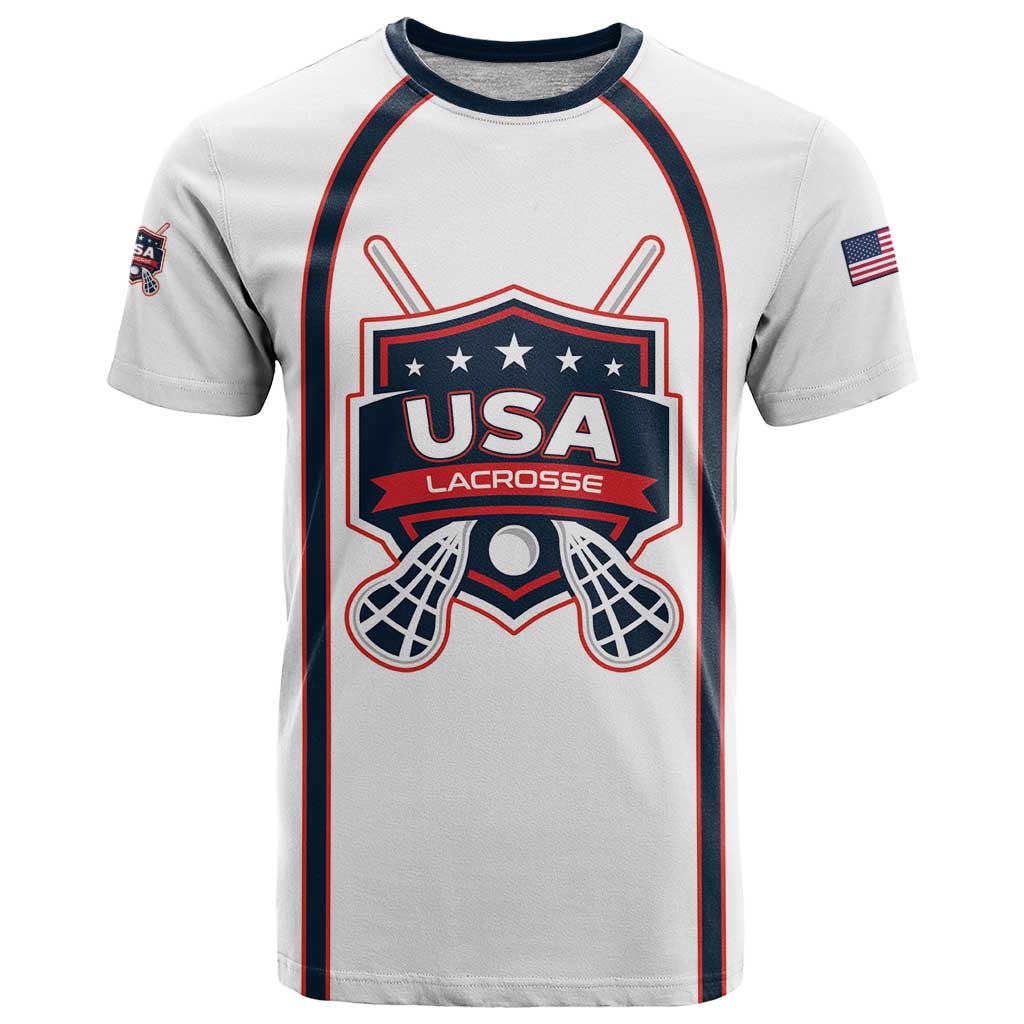 Custom USA 2025 Lacrosse T-Shirt USA Growing the Game White Version Graphic Tee