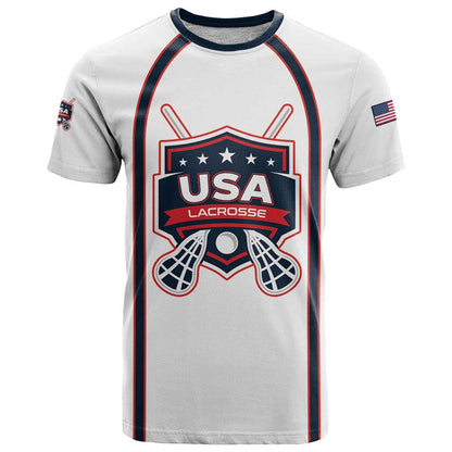 Custom USA 2025 Lacrosse T-Shirt USA Growing the Game White Version Graphic Tee