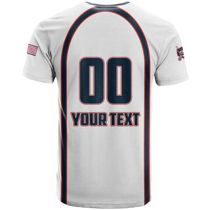 Custom USA 2025 Lacrosse T-Shirt USA Growing the Game White Version Graphic Tee