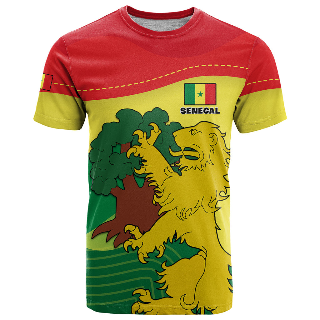 Custom Senegal T-Shirt Bahamian Lion Baobab Flag Style Graphic Tee