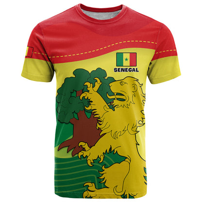 Custom Senegal T-Shirt Bahamian Lion Baobab Flag Style Graphic Tee
