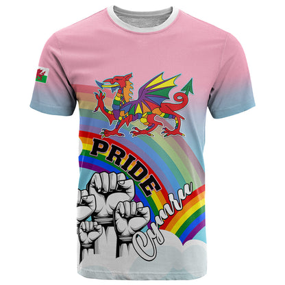Personalised Pride Cymru T-Shirt Welsh Dragon Rainbow Version Graphic Tee