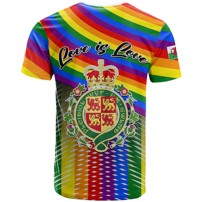 Pride Cymru T-Shirt Love is Love Welsh Red Dragon Graphic Tee
