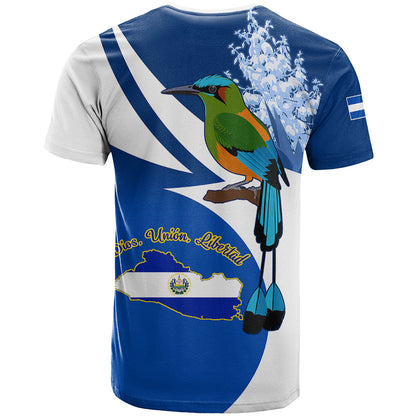 El Salvador Independence Day T-Shirt Motmot With Flor De Izote Graphic Tee