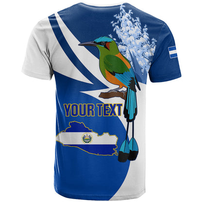 Personalised El Salvador Independence Day T-Shirt Motmot With Flor De Izote Graphic Tee