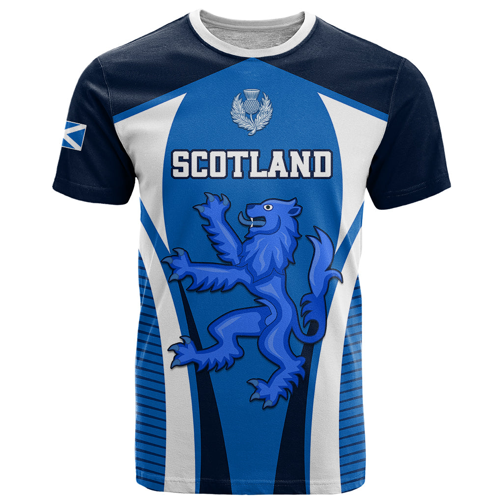 Custom Scotland Rugby T-Shirt Thistle With Scottish Lion Graphic Tee