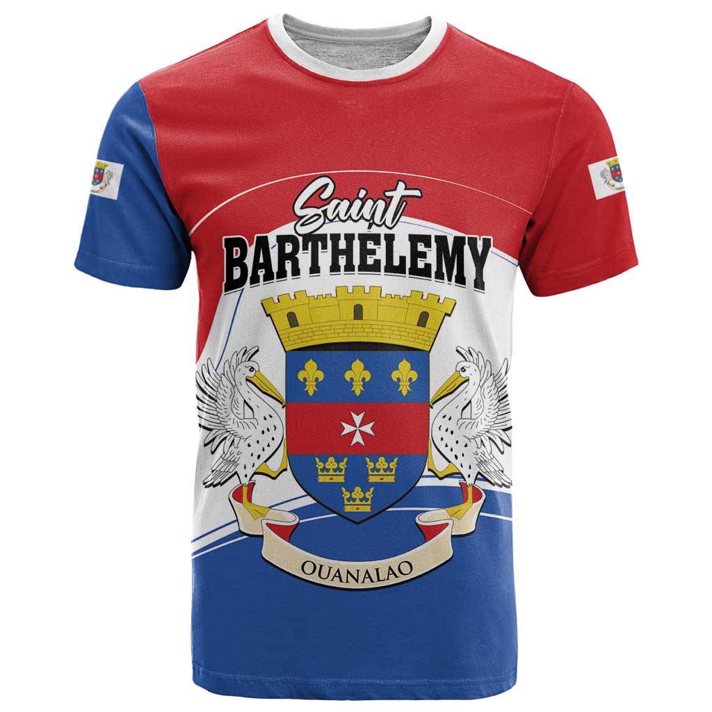 Personalised Saint Barthelemy T-Shirt Ouanalao Coat of Arms Graphic Tee