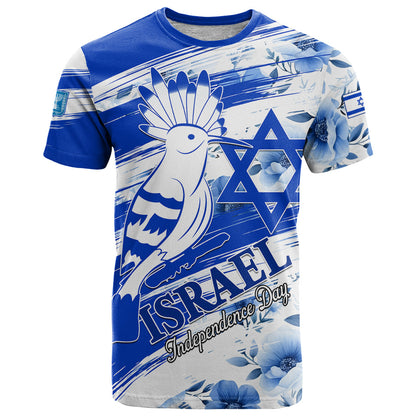 Israel Independence Day T-Shirt Hoopoe Bird With Magen David Graphic Tee