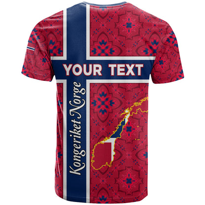 Norway Constitution Day T-Shirt Norge Folk Pattern Flag Style Graphic Tee