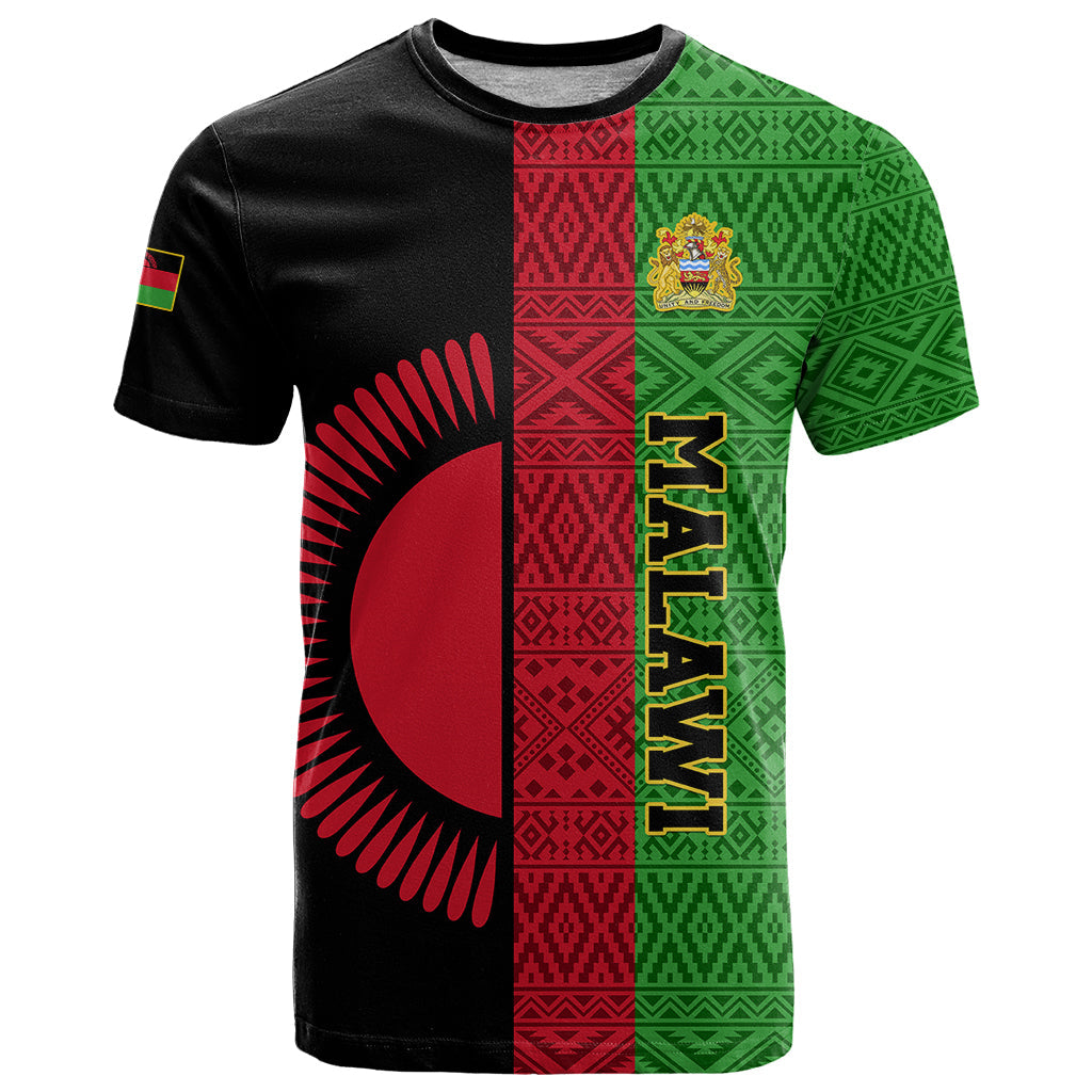 Personalised Malawi T-Shirt With Coat Of Arms Mix African Pattern Graphic Tee