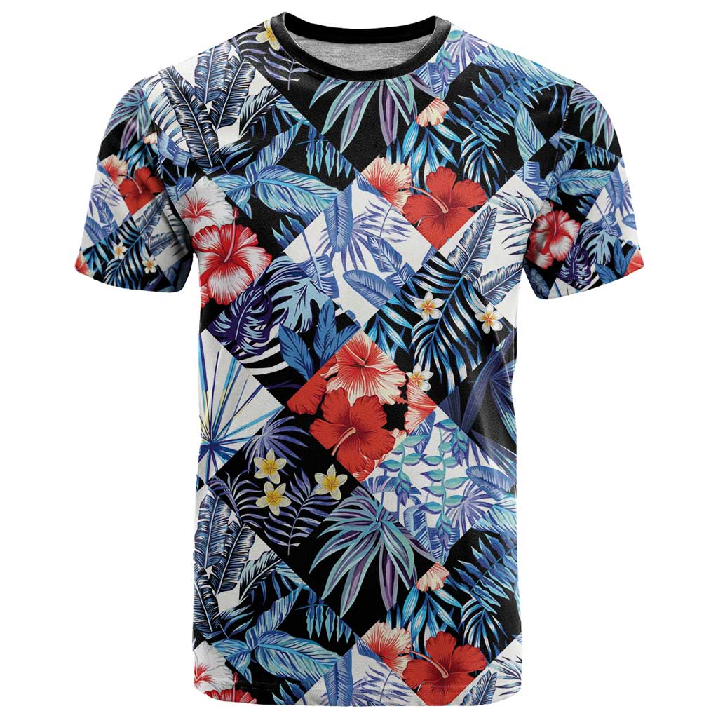 Hawaii Tropicana Blue Pattern T-Shirt Graphic Tee