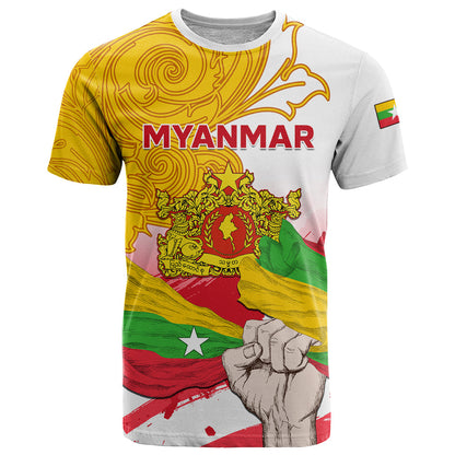 Myanmar Independence Day T-Shirt Brahmadesh Kanote Pattern Graphic Tee