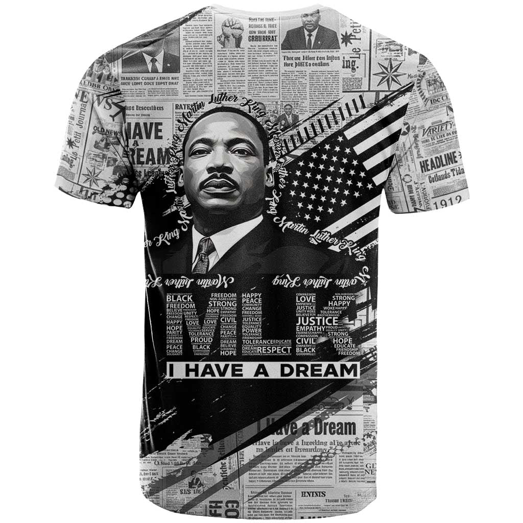 I Have A Dream MLK T-Shirt Newspaper Grunge Style Graphic Tee