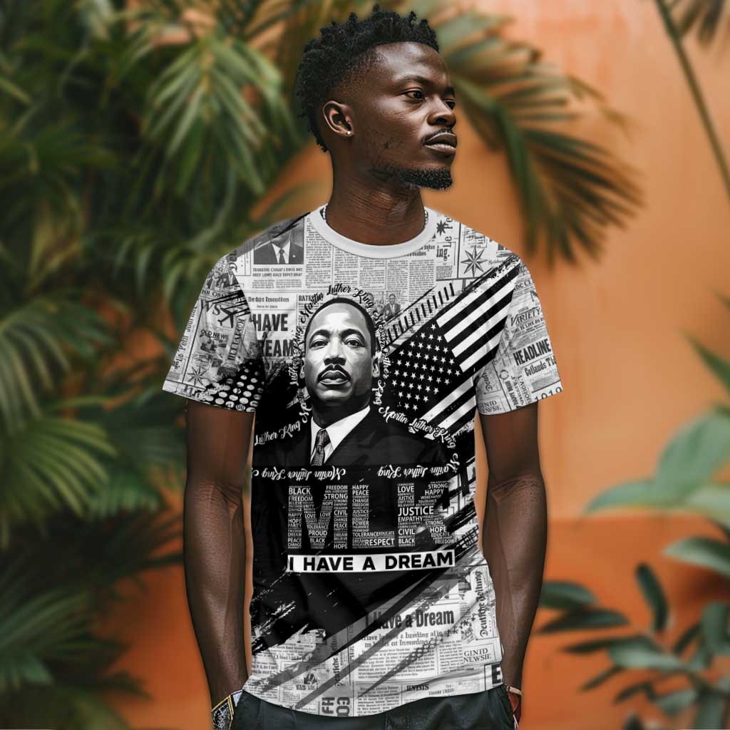 I Have A Dream MLK T-Shirt Newspaper Grunge Style Graphic Tee