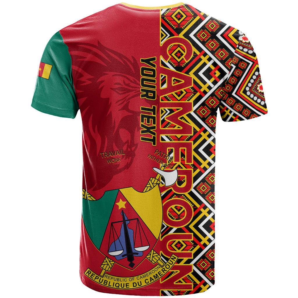 Cameroon National Day T-Shirt Cameroun Coat Of Arms Ankara Pattern Graphic Tee