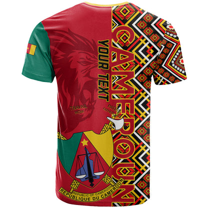 Cameroon National Day T-Shirt Cameroun Coat Of Arms Ankara Pattern Graphic Tee