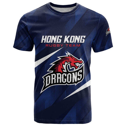 Custom Hong Kong Rugby T-Shirt Dragons Go Champions Graphic Tee