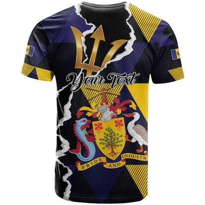 Personalized Barbados Emancipation Day T-Shirt Luxury Gold Trident Graphic Tee