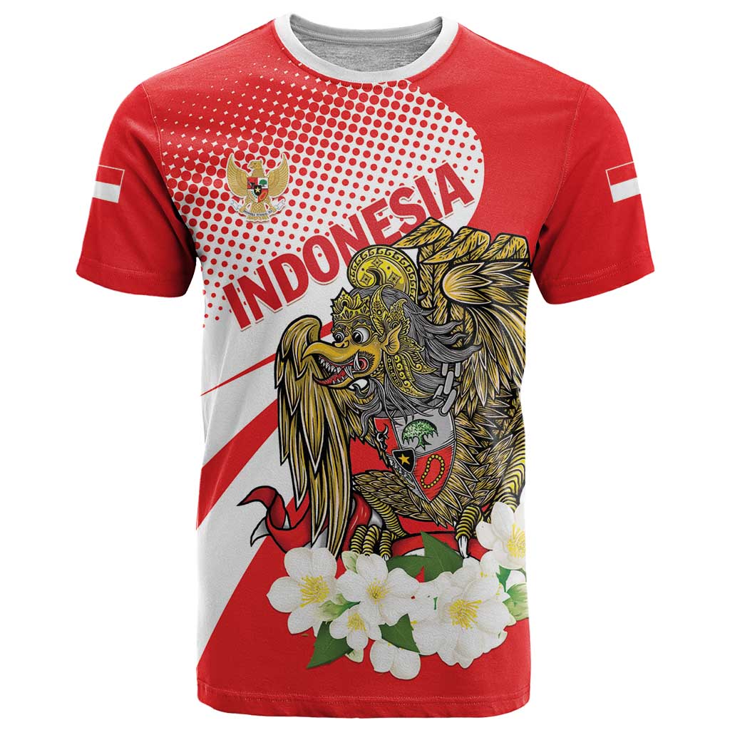 Indonesia T-Shirt Javan Hawk Eagle Melati Flower Graphic Tee