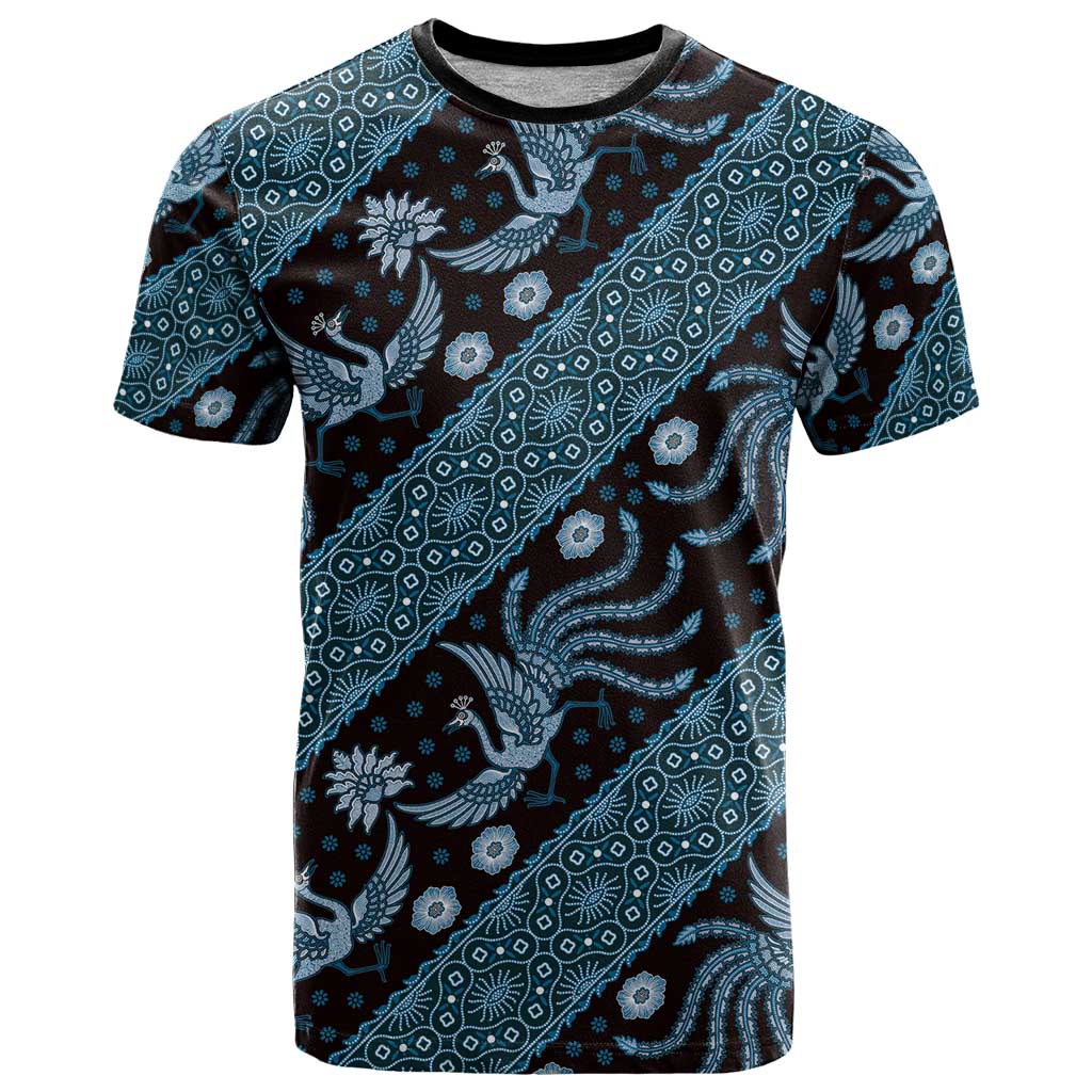 Indonesia Batik Pattern T-Shirt Blue Version Graphic Tee