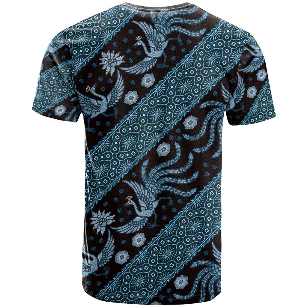 Indonesia Batik Pattern T-Shirt Blue Version Graphic Tee