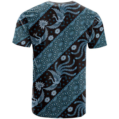 Indonesia Batik Pattern T-Shirt Blue Version Graphic Tee