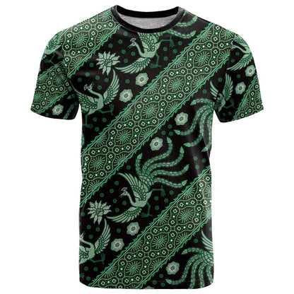 Indonesia Batik Pattern T-Shirt Green Version Graphic Tee