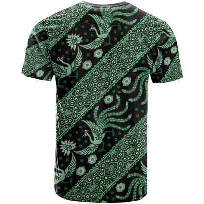 Indonesia Batik Pattern T-Shirt Green Version Graphic Tee
