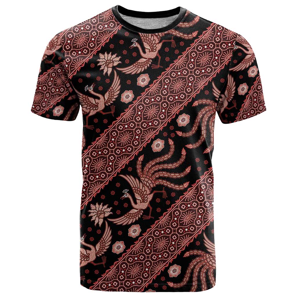 Indonesia Batik Pattern T-Shirt Red Version Graphic Tee