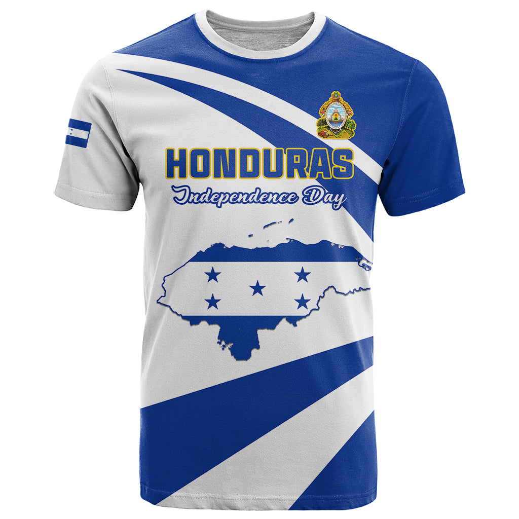 Personalised Honduras Independence Day T-Shirt Map With Coat Of Arms Graphic Tee