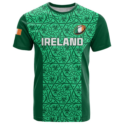 Ireland Rugby T-Shirt Irish Celtic Cross Mix Shamrock Pattern Graphic Tee