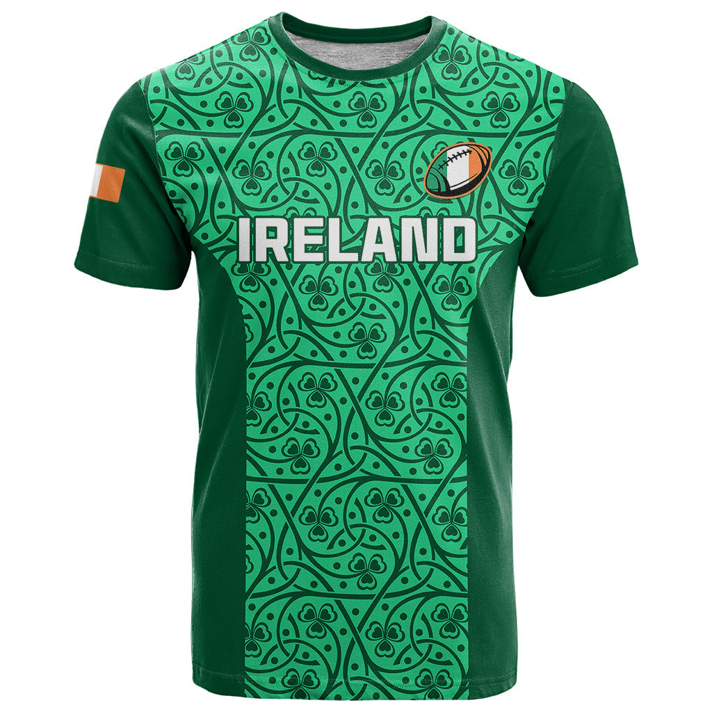 Custom Ireland Rugby T-Shirt Irish Celtic Cross Mix Shamrock Pattern Graphic Tee