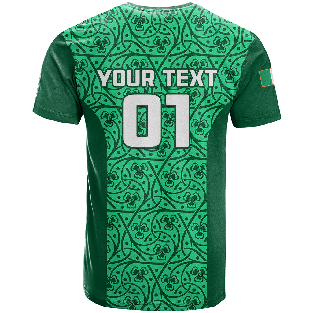 Custom Ireland Rugby T-Shirt Irish Celtic Cross Mix Shamrock Pattern Graphic Tee