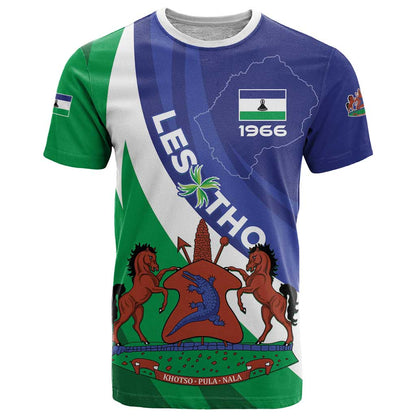 Lesotho 1966 Unique T-Shirt Spiral Aloe Coat of Arms Graphic Tee
