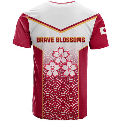 Japan Rugby T-Shirt Brave Blossoms Japanese Motif Pattern Graphic Tee