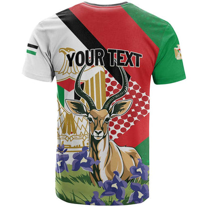 Personalized Palestine T-Shirt Mountain Gazelle With Faqqua Iris Graphic Tee