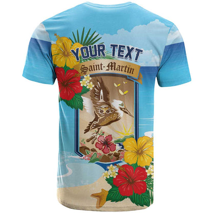 Personalized Collectivity of Saint Martin T-Shirt Hibiscus Flowers Tropical Beach Graphic Tee