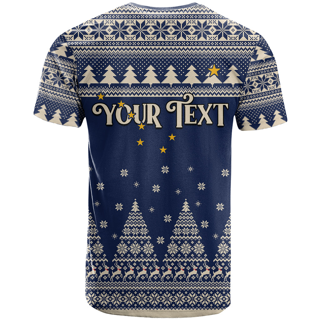 Custom Alaska Christmas T-Shirt Santa Claus With Snowman Reindeer Penguin Graphic Tee