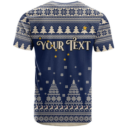 Custom Alaska Christmas T-Shirt Santa Claus With Snowman Reindeer Penguin Graphic Tee