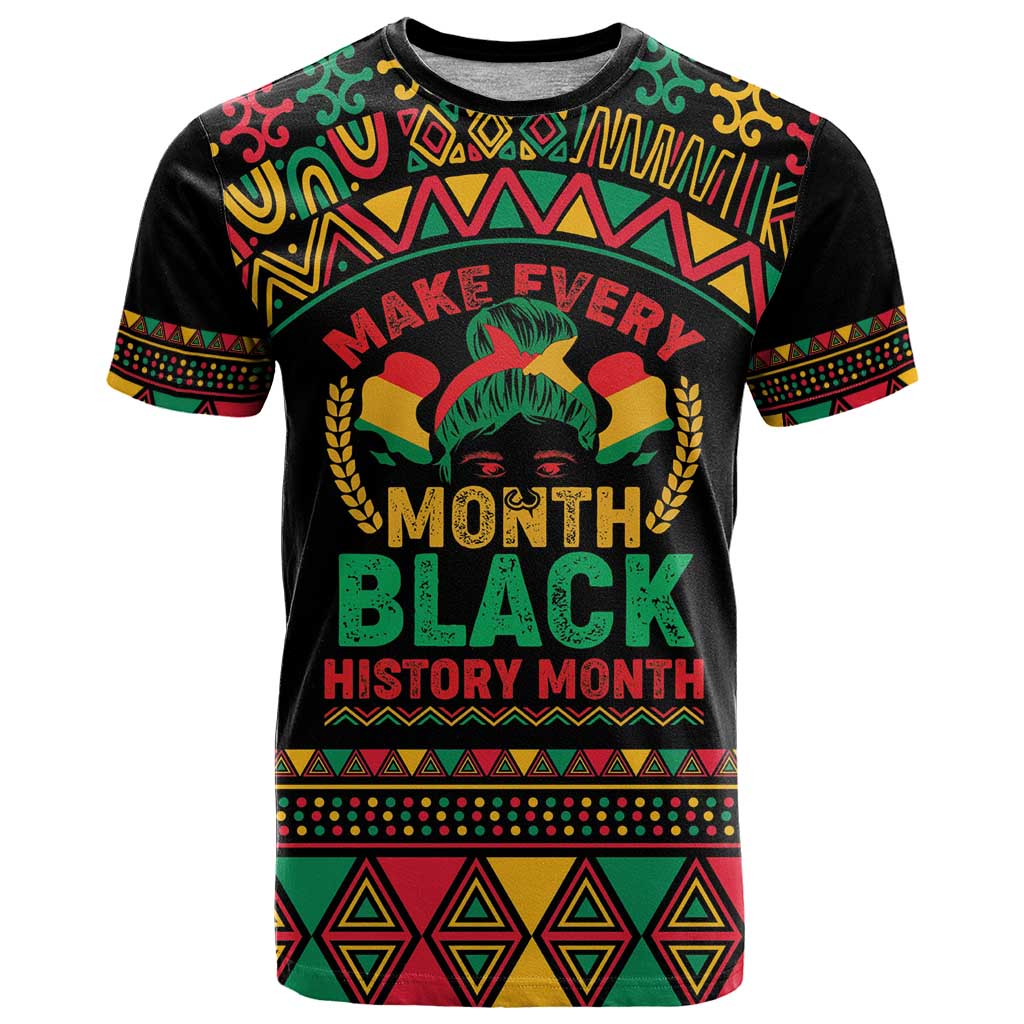 Make Every Month Black History Month T-Shirt African Pattern Graphic Tee