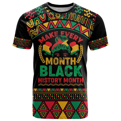 Make Every Month Black History Month T-Shirt African Pattern Graphic Tee