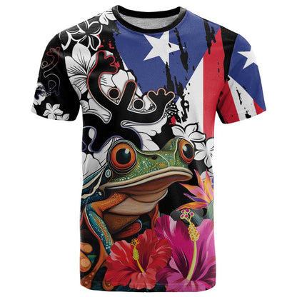 Boricua Taino Coqui Tropical T-Shirt Puerto Rico Grunge Flag Graphic Tee
