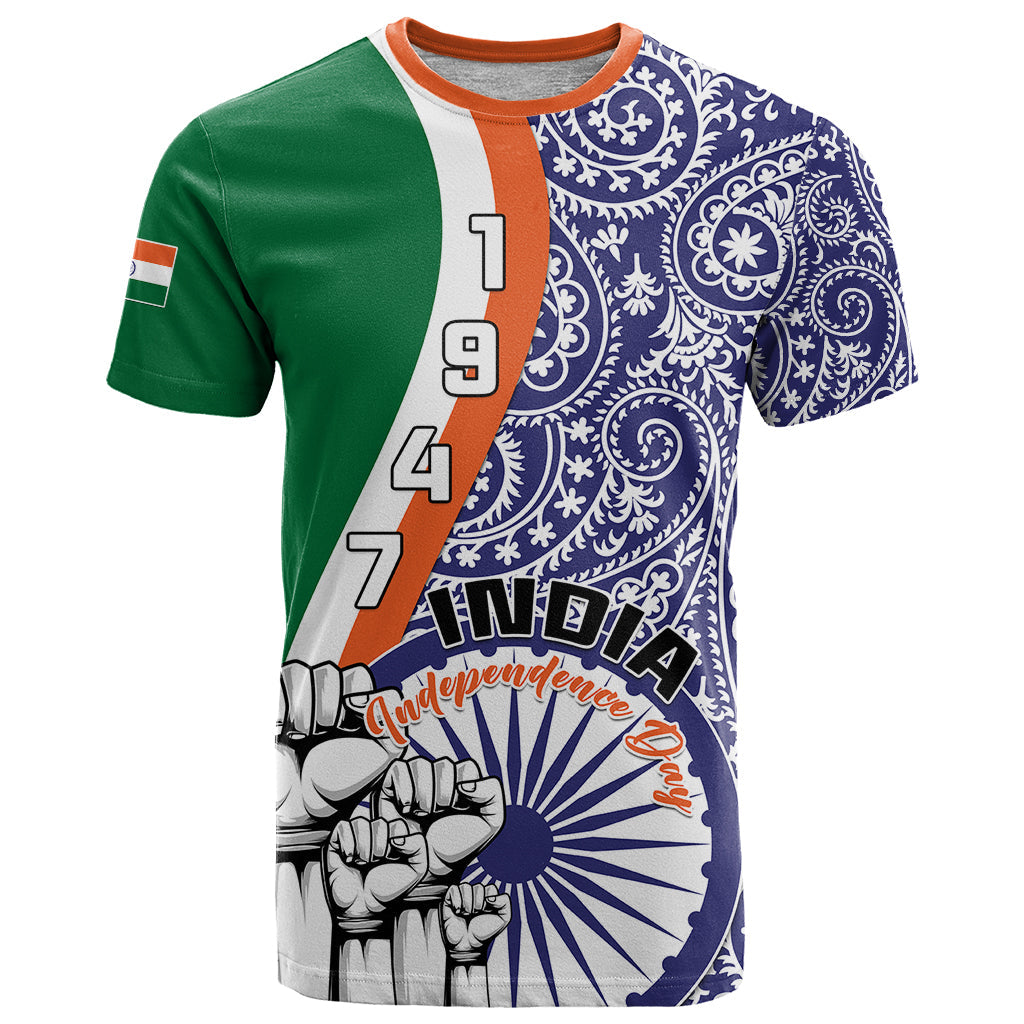 Personalised India Independence Day T-Shirt Indian Paisley Pattern Graphic Tee