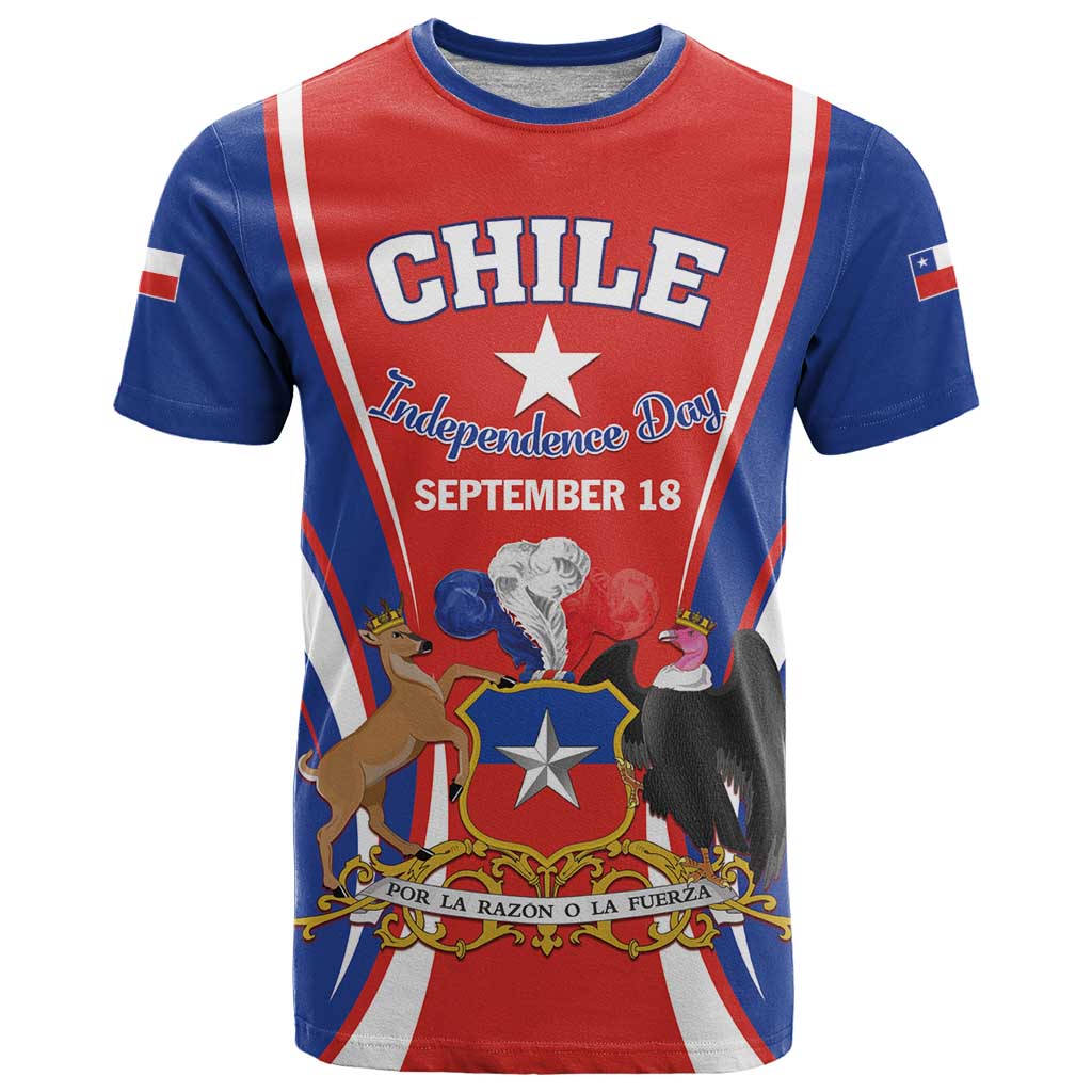 Chile Independence Day T-Shirt September 18 Por la razon o la fuerza Graphic Tee
