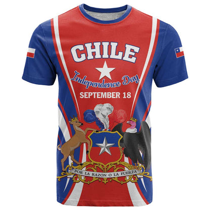 Chile Independence Day T-Shirt September 18 Por la razon o la fuerza Graphic Tee