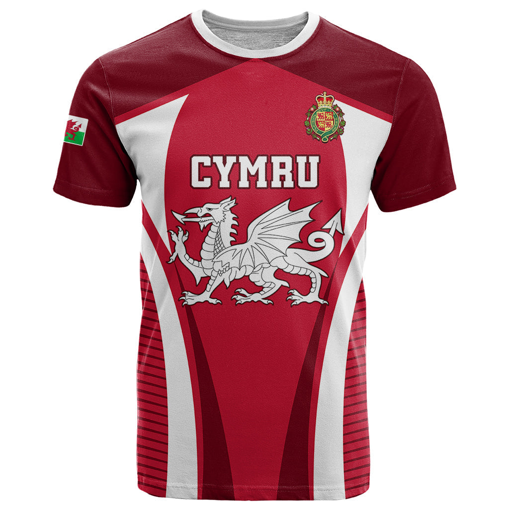 Wales Rugby T-Shirt Three Feathers Dragon World Cup Graphic Tee