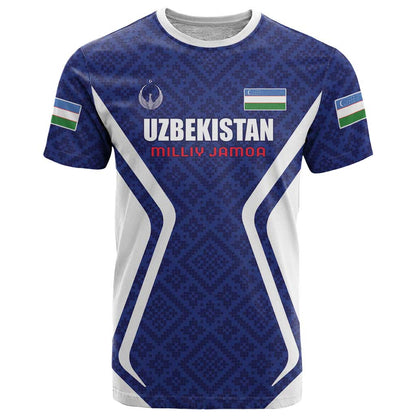 Custom Football Uzbekistan T-Shirt Milliy Jamoa Blue Version Graphic Tee