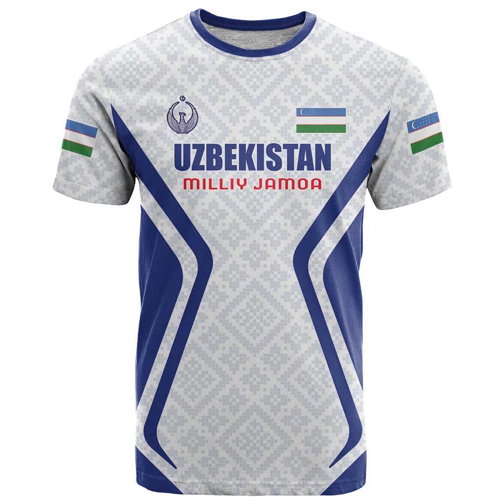 Custom Football Uzbekistan T-Shirt Milliy Jamoa White Version Graphic Tee