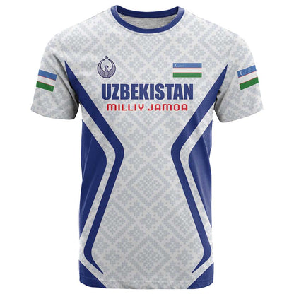 Custom Football Uzbekistan T-Shirt Milliy Jamoa White Version Graphic Tee